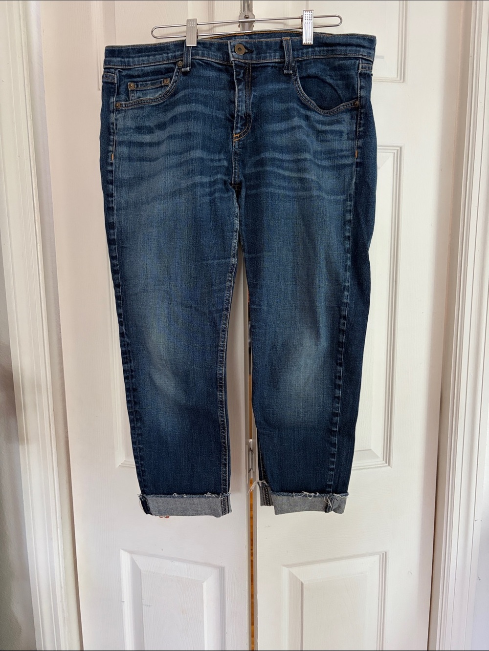 rag & bone Dark Blue Cropped Boyfriend Jeans